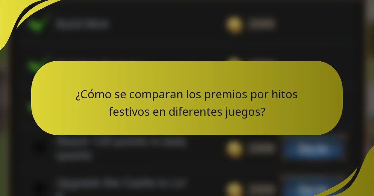 ¿Cómo se comparan los premios por hitos festivos en diferentes juegos?